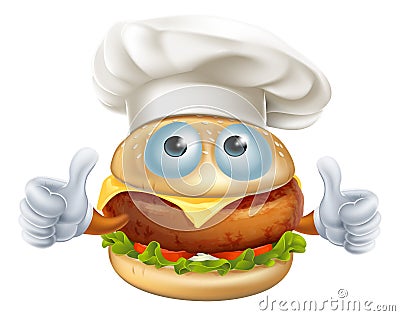 Cartoon chef hamburger character Vector Illustration