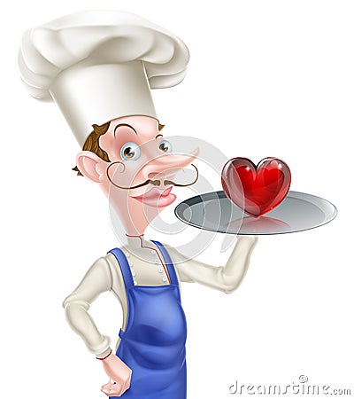 Cartoon Chef with Heart Vector Illustration