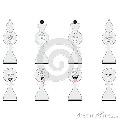 Cartoon chess set 02 Vector Illustration