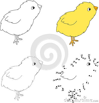 Cartoon chick. Vector illustration. Dot to dot game for kids Vector Illustration