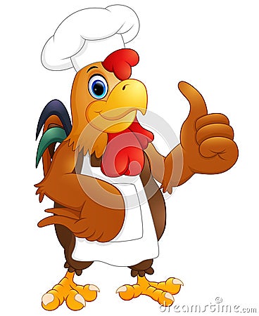 Cartoon chicken chef giving the thumbs up Vector Illustration