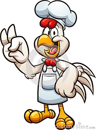 Cartoon chicken chef making the OK hand gesture Vector Illustration