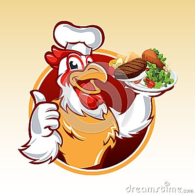 Cartoon chicken chef Vector Illustration