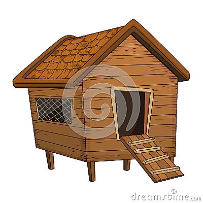 Cartoon chicken coop design isolated on white background Vector Illustration