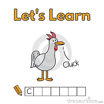 Cartoon Chicken Education Game for Kids Vector Illustration