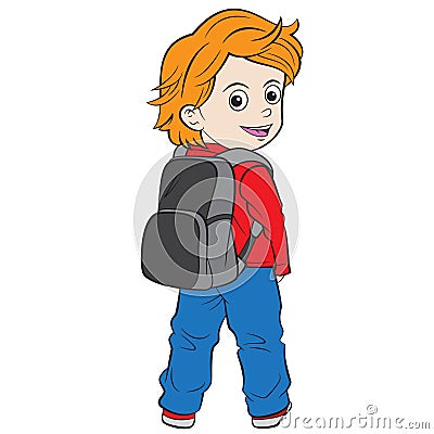 Cartoon child Going to School Vector Illustration