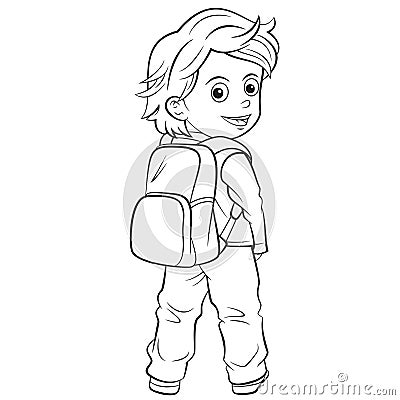 Cartoon child Going to School Vector Illustration