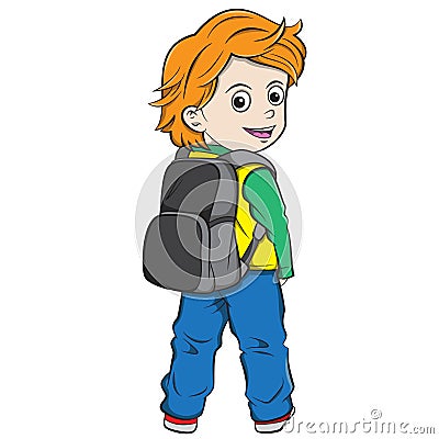 Cartoon child Going to School Vector Illustration