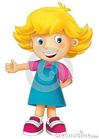 Cartoon child - happy girl Cartoon Illustration