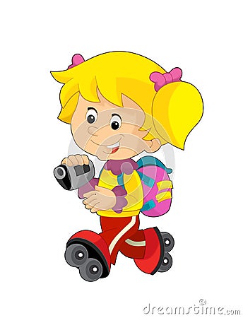 Cartoon child having fun - illustration for the children Cartoon Illustration