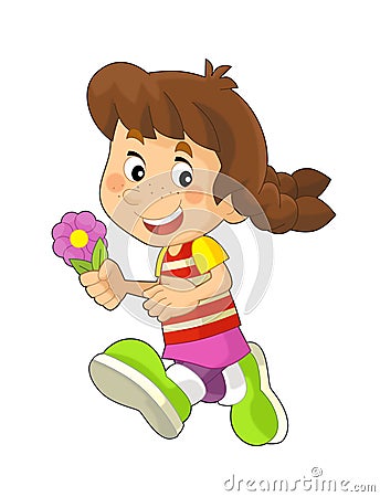 Cartoon child having fun - illustration for the children Cartoon Illustration