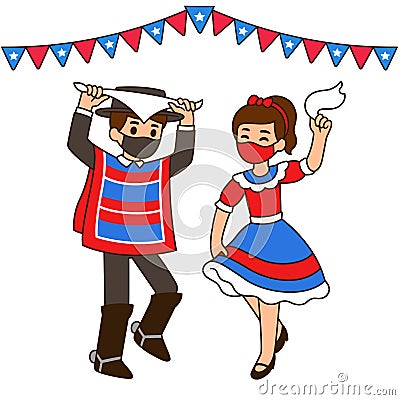 Cartoon children dancing Cueca Vector Illustration