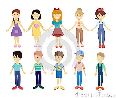 Cartoon children set. Vector Illustration