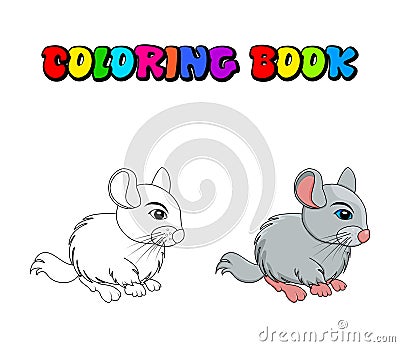 Cartoon chinchilla coloring book isolated on white background Vector Illustration