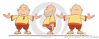 Cartoon of a Chinese Boy for a Computer Game Vector Illustration