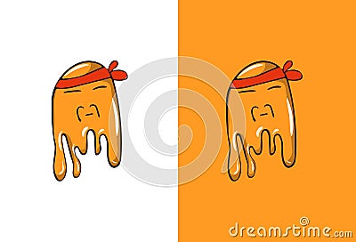 Cartoon Chinese Emoji in Ghost Style. Stock Photo