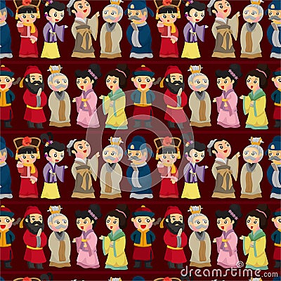 Cartoon Chinese people seamless pattern Vector Illustration