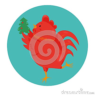 Cartoon chinese zodiac fire rooster. Vector Illustration
