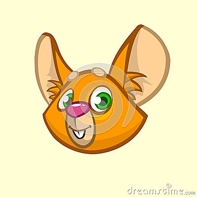 Cartoon chipmunk head. Vector illustration of brown smiling chipmunk icon. Vector Illustration