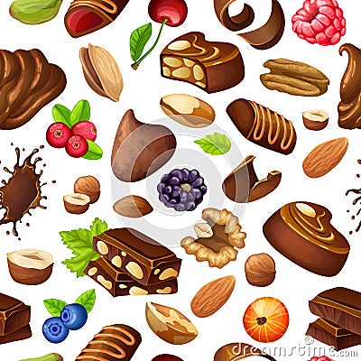 Cartoon Chocolate Seamless Pattern Vector Illustration