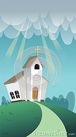 Cartoon christian church. Vector Illustration