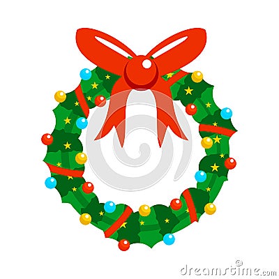 Cartoon Christmas Fully Decorated Garland Vector Illustration