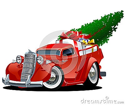 Cartoon Christmas Pickup Vector Illustration
