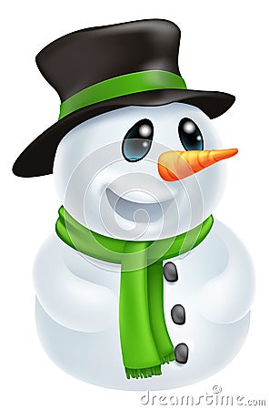 Cartoon Christmas Snowman Vector Illustration