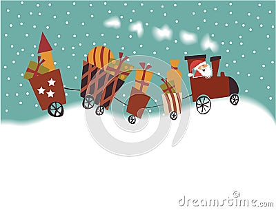 Cartoon Christmas train Vector Illustration