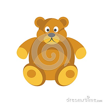 Cartoon chubby brown bear with funny face isolated on white Vector Illustration