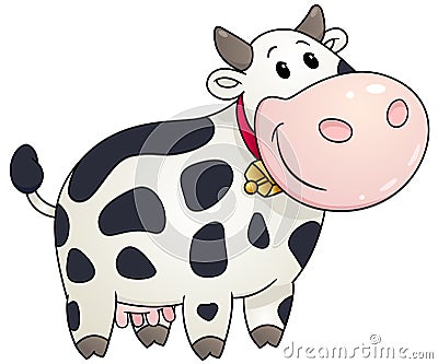 Cartoon chubby cow. Vector illustration. Vector Illustration