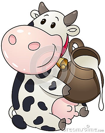 Cartoon chubby cow. Vector illustration. Vector Illustration