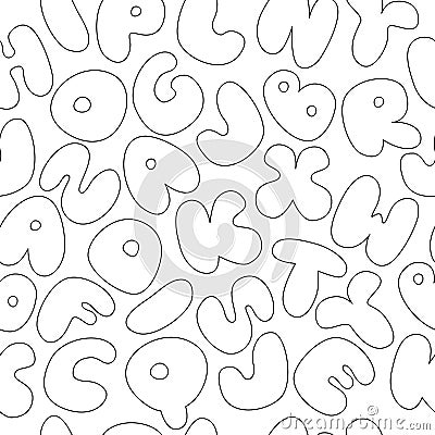 Cartoon chubby lettering pattern. Kids game alphabet. Vector Illustration