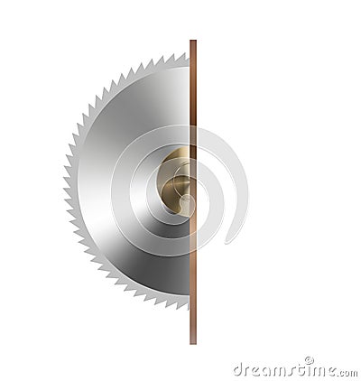 Cartoon circular blades icon or symbol. Drawing half logo. Circular saw blade for woodworking machine, sawing machine Vector Illustration