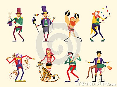 Cartoon circus characters. circus performers set Stock Photo