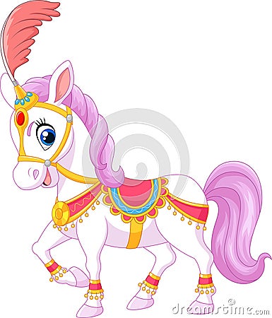 Cartoon circus horse isolated on white background Vector Illustration