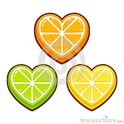 Cartoon citrus fruit heart Vector Illustration