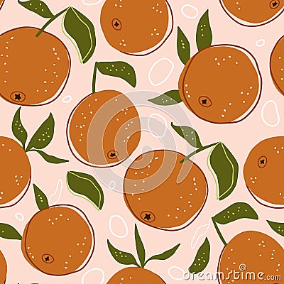 Cartoon citrus orange fruit seamless pattern background. Vector Illustration