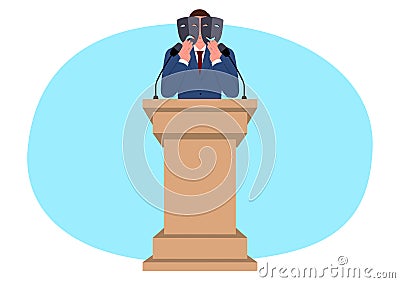 Cartoon Clip Art Man Mask Politician Vector Illustration