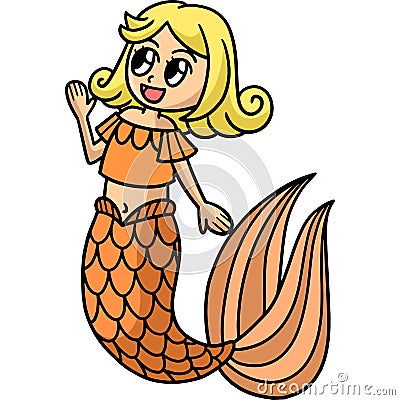 Talking Mermaid Cartoon Colored Clipart Vector Illustration