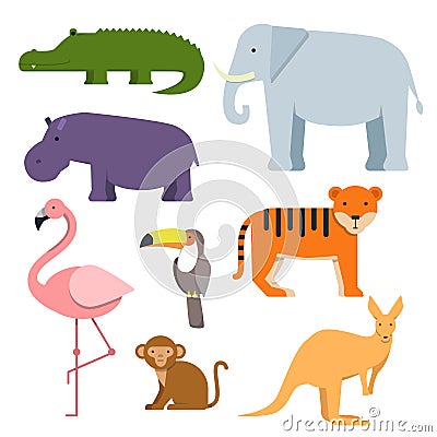 Cartoon clipart of wild animals. Australian fauna Vector Illustration