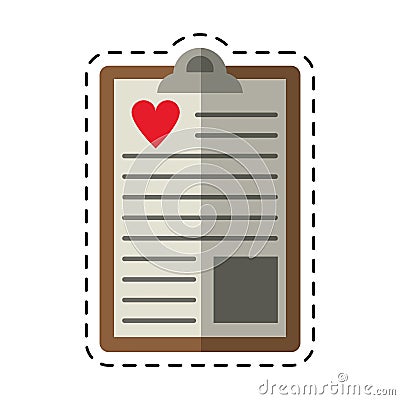 Cartoon clipboard heart report care Vector Illustration