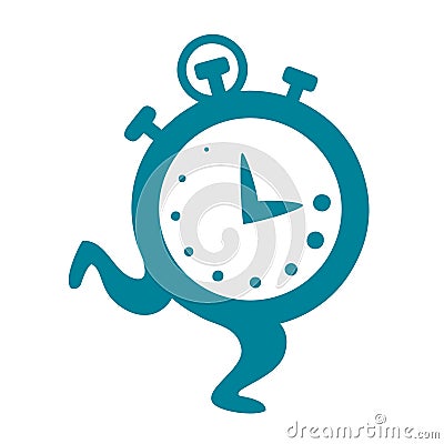 Cartoon clock running. Flat vector, illustration isolated on white background Vector Illustration