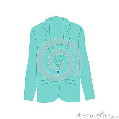 Cartoon Clothe Female Green Blazer. Vector Vector Illustration