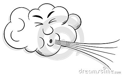 Cartoon cloud blows wind Vector Illustration