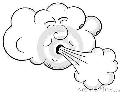 Cartoon cloud blows wind Vector Illustration