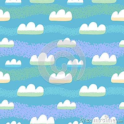 Cartoon clouds seamless pattern. Vector Illustration