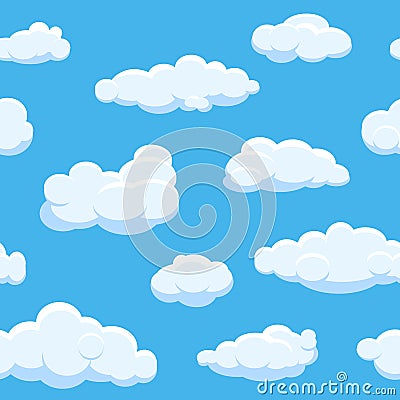 Cartoon clouds seamless vector background Vector Illustration