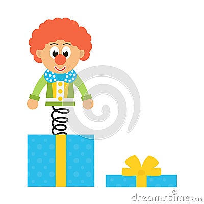 Cartoon clown and box Vector Illustration