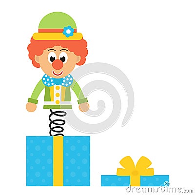 Cartoon clown with hat and box Vector Illustration